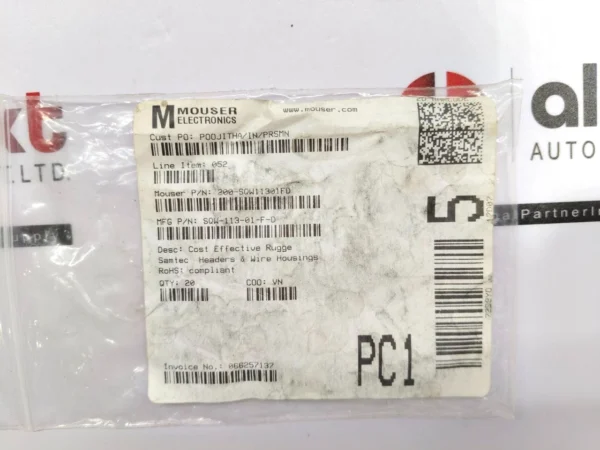 Lot of 20x Mouser electronics Samtec 200-SQW11301FD Cost-Effective Rugged Socket Header
