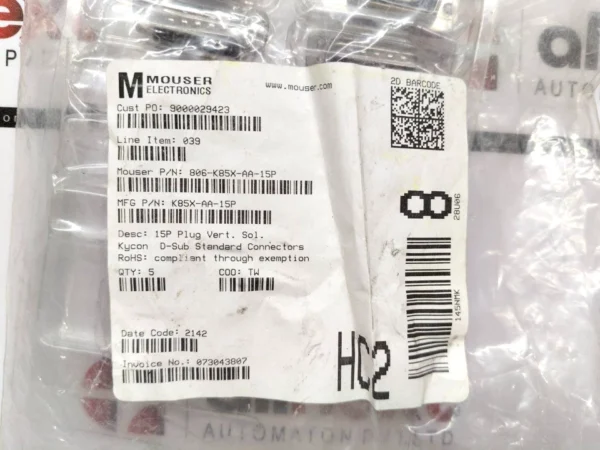 Lot of 5x Mouser Eletronics 806-K85X-AA- 15P 15P Plug