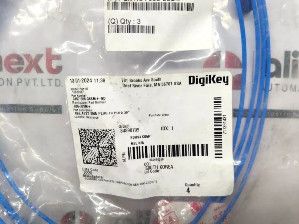 Mini-Circuits 086-36SM+ SMA Plug to Plug Coaxial Cable Assembly