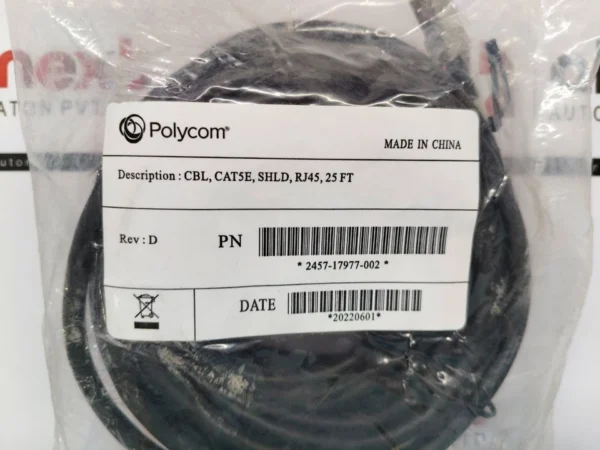 Polycom 2457-17977-002 CBL, CAT5E, SHLD, RJ45, 25 FT Cable Rev: D