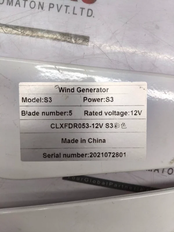 S3 Series 12V 5-Blade Horizontal Axis Wind Turbine Generator CLXFDR053