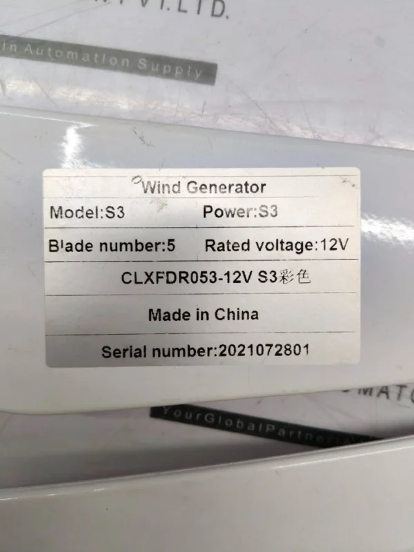 S3 Series 12V 5-Blade Horizontal Axis Wind Turbine Generator CLXFDR053