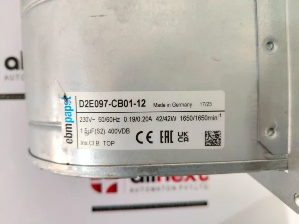 ebm-papst D2E097-CB01-12 centrifugal blower fan 230VAC 42W 1650 RPM