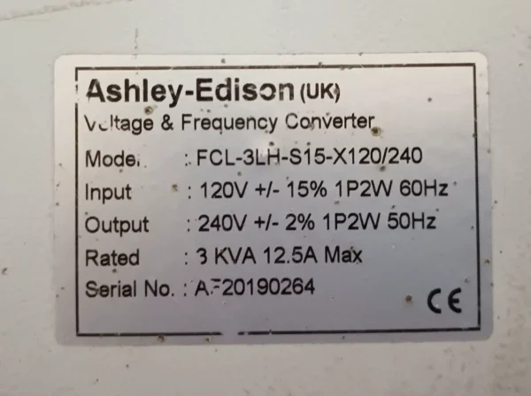 Ashley-Edison FCL-3LH-S15-X120/240 3kVA Voltage & Frequency Converter