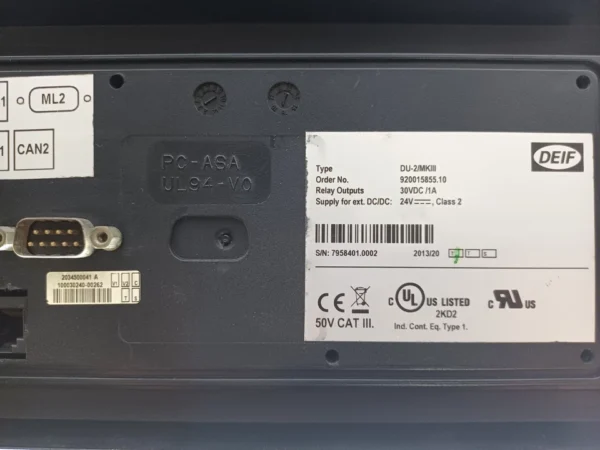 DEIF DU-2MKIII multi-line PPU Protection & Paralleling Unit Display Untested