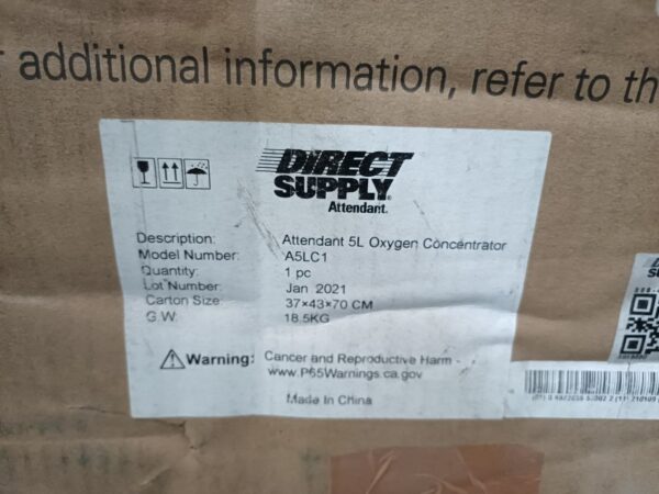 Direct Supply Attendant 5L Oxygen Concentrator Model A5LC-1 120V-60Hz 35.2lbs