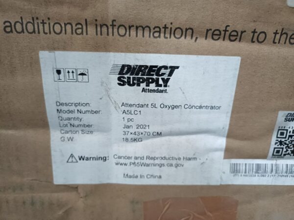 Direct Supply Attendant 5L Oxygen Concentrator Model A5LC-1 120V-60Hz 35.2lbs