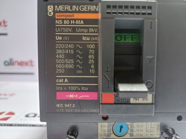 Merlin Gerin NS 80 H-MA Circuit Breaker 750V 8KV 80A 3Pole