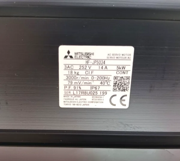 NEW MITSUBISHI ELECTRIC HF-JP5034 AC SERVO MOTOR 3AC 252V 14A 5kW