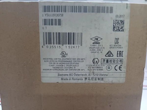 Siemens SIMATIC PS 307 Power Supply 6ES7307-1EA01-0AA0 24V 5A