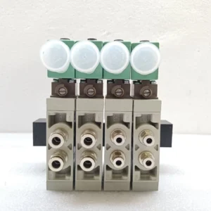 Multi-station pneumatic solenoid valve manifold (4-station) with 24V coils