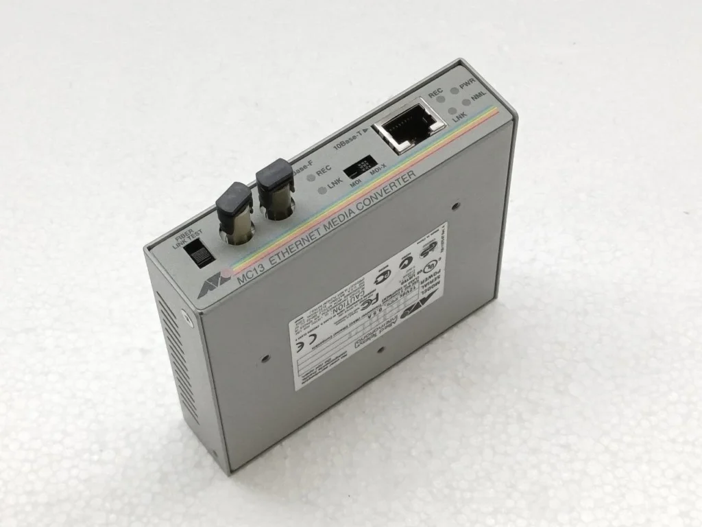 Allied Telesyn AT-MC13 Ethernet Media Converter 10Base-T to Fiber 12VDC